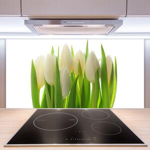 Kuchyňský skleněný panel Tulipány Rostlina Příroda 140x70 cm