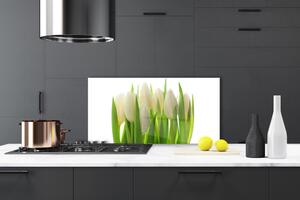 Kuchyňský skleněný panel Tulipány Rostlina Příroda 125x50 cm