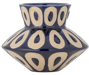 Bloomingville Béžovo-modrá kameninová váza Bashir 12 cm