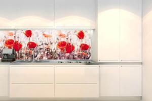 DIMEX | Fototapeta do kuchyně Vlčí mák KI-180-171 | 180 x 60 cm | červená, béžová, růžová