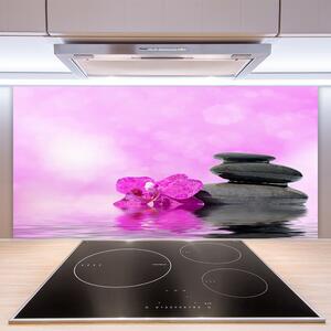 Kuchyňský skleněný panel Květ Kameny Umění 120x60 cm