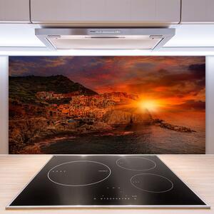 Kuchyňský skleněný panel Moře Město Krajina 100x50 cm