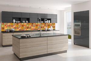 DIMEX | Fototapeta do kuchyně Malované kachličky KI-350-166 | 350 x 60 cm | vícebarevná