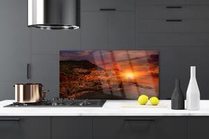 Kuchyňský skleněný panel Moře Město Krajina 100x50 cm