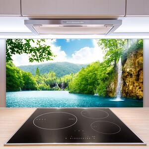 Kuchyňský skleněný panel Vodopád Jezero Příroda 100x50 cm