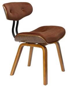 Dutchbone Hnědá sametová jídelní židle BLACKWOOD WALNUT