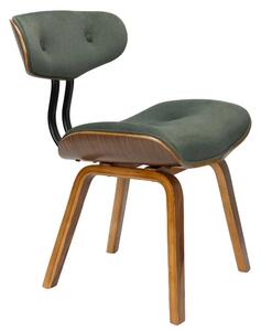 Dutchbone Zelená sametová jídelní židle BLACKWOOD WALNUT