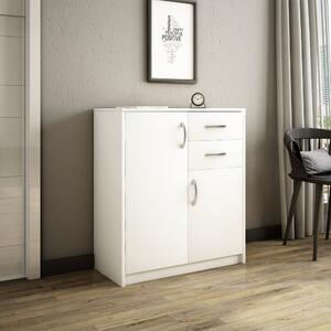 Komoda se 2 zásuvkami a 2 dvíky v matném provedení, komoda íka 74 cm devná skíka píborník vysoká komoda se zásuvkami bílá