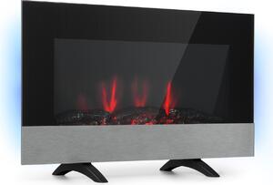 Klarstein Basel Elektrický krb - ventilátorový ohíva s výkonem 1000 nebo 2000 W, 2 stupn ohevu, LED iluze plamene v 7 barvách, termostat, montá na stojan nebo na stnu, týdenní asova, erná