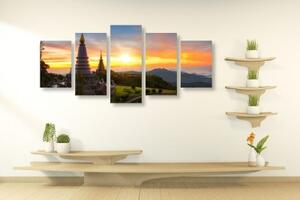 5-dílný obraz ranní východ slunce nad Thajskem - 100x50 cm