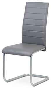 Autronic DCL-102 GREY - Jídelní židle, koženka šedá / šedý lak