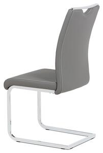 Autronic DCL-411 GREY - Jídelní židle šedá koženka / chrom