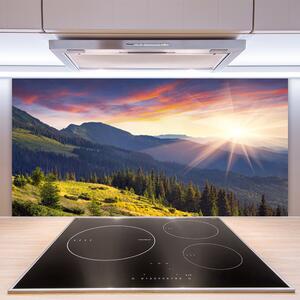 Skleněné obklady do kuchyně Hora Les Slunce Krajina 125x50 cm