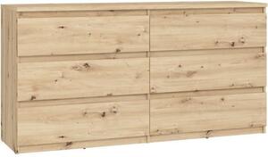 Komoda CHELSEA 6 zásuvek - 154 cm x 42,2 x 79,9 - dub artisan