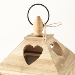 Dřevěná lucerna se srdcem 39 cm - větší