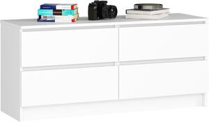 Komoda bílá 120 cm iroká se 4 zásuvkami, do lonice a obývacího pokoje, univerzální do pedsín a dtského pokoje