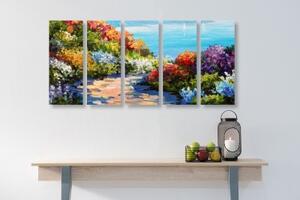 5-dílný obraz květinové more - 100x50 cm