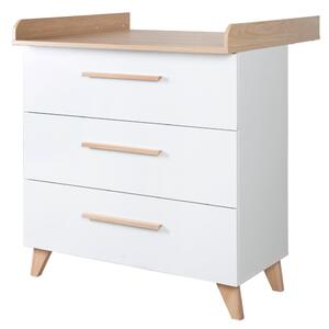 Bílá dětská komoda s přebalovacím pultem v dekoru dubu 88,5x99x76 cm Léon – Roba