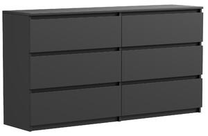 Komoda - 119x77x34 cm - erná matná - 6 zásuvek - prostorná - stabilní - snadná montá