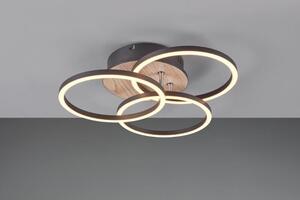 TRIO Reality R62823135 CIRCLE stropní svítidlo SMD LED 27W/3200lm 2700-6000K imitace dřeva, černá, stmívatelné, dálkový ovladač