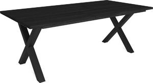 Happyment Jídelní stoly Nero - Obdélníkový jídelní stl pro 4-8 osob - masivní dřevo a kovové X-nohy - moderní - erná - 200x90x75?cm