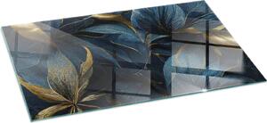 Sklenný podlahový panel pro 120x60 cm - Krbový panel ze skla - Krbový panel ze skla - Ochranné sklo - Ochranný panel proti jiskrám - Sklenný podlahový panel proti ohni - Tepelný ochranný panel - Ochrana podlahy ze skla - Elegantní listy ve struktue