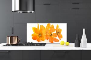 Kuchyňský skleněný panel Oranžové Květiny 125x50 cm