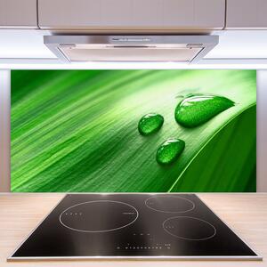 Kuchyňský skleněný panel List Voda Kapka 140x70 cm
