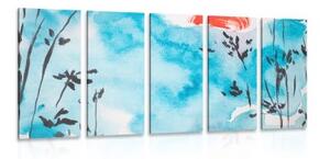 5-dílný obraz malba japonské oblohy - 100x50 cm