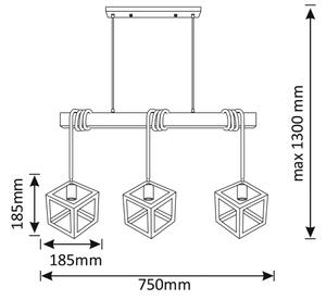 Lustr na lanku SWEDEN 3xE27/20W/230V