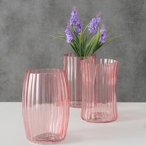 Skleněná váza růžová 19 cm - různé tvary