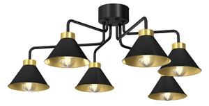 Přisazený lustr DEMET 6xE27/60W/230V černá/zlatá