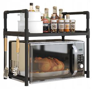 KUCHYSKÝ STL pod mikrovlnnou troubu ORGANIZER BOARD BLACK 2-úrovová skíka 48 cm