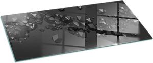 Sklenný podlahový panel pro 125x50 cm - Krbový panel ze skla - Krbový panel ze skla - Ochranné sklo - Ochranný panel proti jiskrám - Sklenný podlahový panel proti ohni - Tepelná ochrana - Ochrana podlahy ze skla - Abstraktní mrak pevných látek