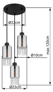 Globo 15799-3H - Lustr na lanku BACKEY 3xE27/40W/230V pr. 25 cm černá
