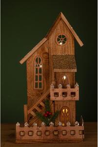 Dřevěny dům s 10 LED 38 cm VÁNOCE BRANDANI (Barva - hnědá, dřevo)