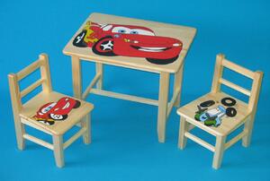 Dětský dřevěný stůl se židlemi Cars - 51x40 cm