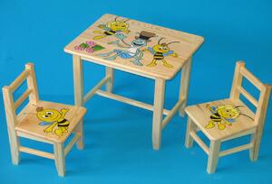 Dětský dřevěný stůl se židlemi Včelka Mája - 51x40 cm