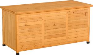 Zahradní box Outsunny, box na poltáe, úloný box, zahradní truhla, odolný proti povtrnostním vlivm, masivní dřevo, 127 x 56 x 60 cm lutý