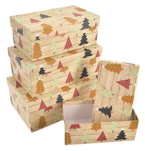 Dárková vánoční papírová krabice STROMEK 4 kusy vel. S
