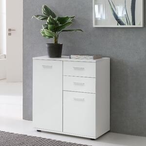 FineBuy Komoda bílá s dvíky a zásuvkami 71 x 78 x 35,5 cm Skíka devná Moderní skíka do pedsín Malá víceúelová skíka Píborník Sideboard matný