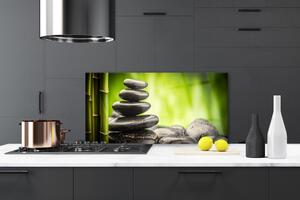 Kuchyňský skleněný panel Bambus Kameny Umění 125x50 cm