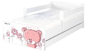 Dětská postel Max Růžový Medvídek 160x80 cm - BÍLÁ - Bez zábran a bez šuplíku