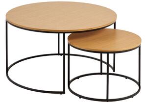 Set dvou dubových konferenčních stolků Kave Home Yoana 50/80 cm