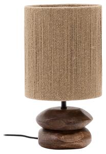 Tmavá dřevěná stolní lampa Kave Home Kor