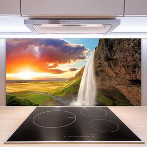 Skleněné obklady do kuchyně Vodopád Slunce Krajina 125x50 cm