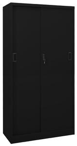Kancelářská skříň s posuvnými dveřmi černá 90x40x180 cm ocel