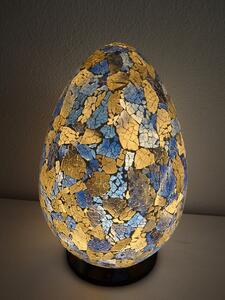 Stolní lampa modrá EGG, 40 cm, ruční práce, mozaika