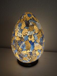 Stolní lampa modrá EGG, 40 cm, ruční práce, mozaika