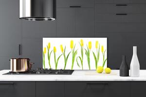 Skleněné obklady do kuchyně Žluté Tulipány Květiny 125x50 cm